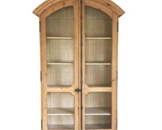 Lot 002-245  
Pine French Wire Front Two-Door Display Cabinet with Arched Top