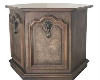 Lot 019-246  
Solid Wood Hexagon Side Table with Door