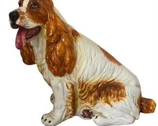 Lot 252  
Italian Glazed Pottery Cocker Spaniel Dog Statue, Large