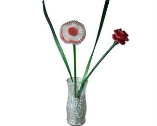 Lot 050  

Vintage Brody Co. Wheat Stalk MCM Crystal Glass Vase with Hand Blown Flowers