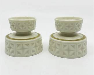 Lot 052  
Vintage Lenox Porcelain Gold Trimmed Candlestick Holders