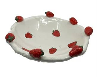 Lot 094 
Handmade Strawberry Ceramic Serving Bowl, by Farley
