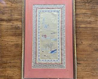 Lot 406 
Framed Japanese Silk Artwork, Styled by the Fleck Bros.