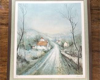 Lot 408  
"The Village", Certified Jacques Lancelle Lithograph
