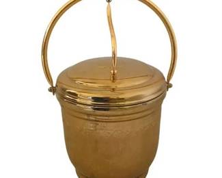 Lot 277  
Vintage United Brass Hinged Lid Ice Bucket with Glass Liner