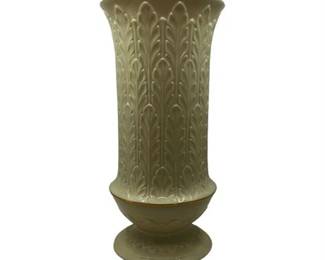 Lot 224-K 
Lennox Embossed Leaf Cream Porcelain Footed Vase with 24k Gold Trim