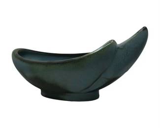 Lot 231 
Vintage Frankoma Pottery Crescent Blue Glazed Mid Century Console Bowl
