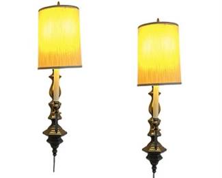 Lot 191 
Vintage 1970's Brass Wall Sconce Candlestick Lamps