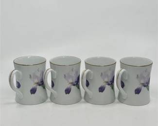 Lot 150K  
"Dutch-Iris" Fitz and Floyd Fine Porcelain Tea Cups, Set of Four