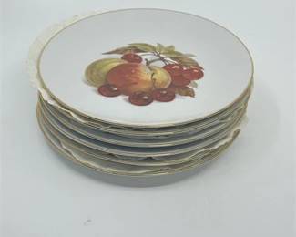 Vintage Josef Kuba Fine Porcelain Harvest Dessert Plates, Set of Six
