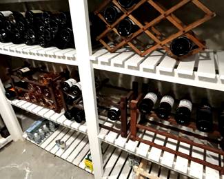 Approx ten wood wine racks various sizes