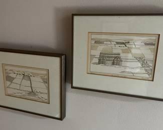 Painting pair mid-centry landscape