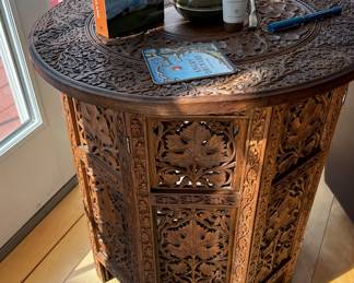  carved octagon side table