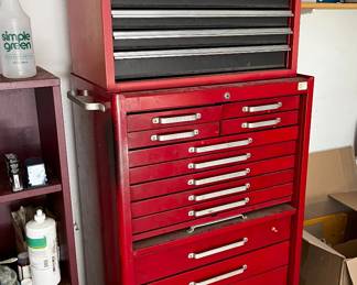 Clean and tight, tool chest.  tools inside will be sold separately.   Homak