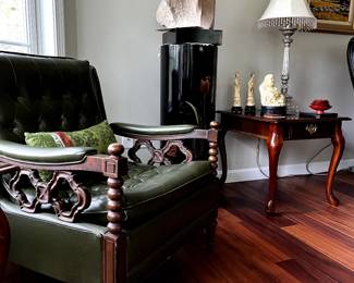 Part of three piece set Vintage Italianate leather suite