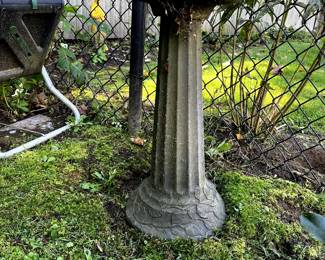 Cement bird bath with figures