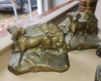 Jennings Brothers bronze Pointer dog bookends