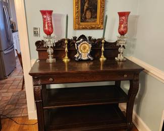 DINING ROOM SET IS "BEST OFFER" WHICH MUST BE ACCEPTED BY THE FAMILY
matching antique 3 piece solid oak dining set