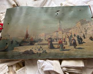 Unframed, damaged  Signed