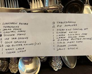 Contents of box of silver set