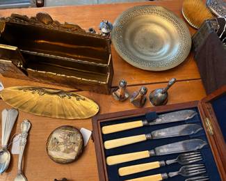 Tiffany letter box, pen holder & paper Clip                                        also Japanese box, Tiffany bowl & silver