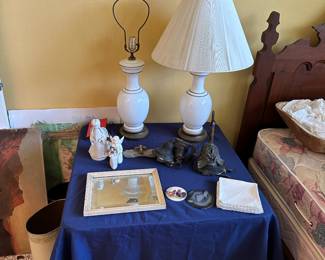 Pair of white Bristol lamps