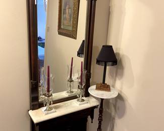 The picture couldn't capture the carved detail of this wall unit with mirror!