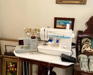 We have  these sewing machines, several marble top tables.