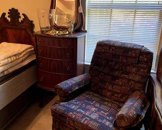 This is a great swivel recliner!  The chest has purchase receipt from Morris Antiques in Keo.