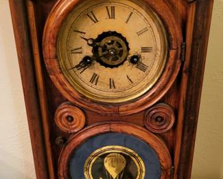 Antique USA E. Ingraham Double Glass Key Wound Strike Clock with Burt Case