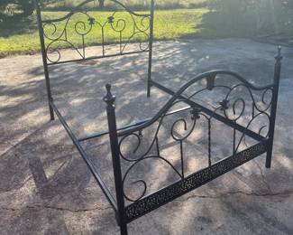Black iron bed.   Full