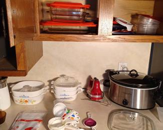 Corning Ware Casserole Dishes - Crock Pot - Measuring Cups - Measuring Spoons - Dishes - Storage Containers 