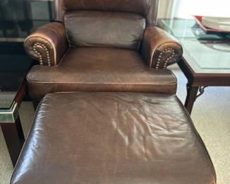 LEATHER CHAIR AND OTTOMAN