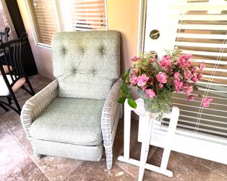 Wicker  Upholstered Chair - Plant Stand - Silk 