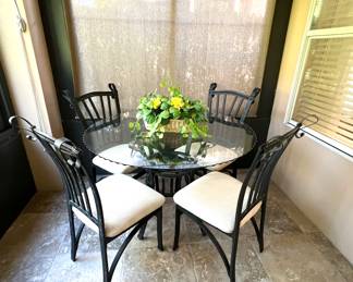 Metal and Glass Dinette Table with 4 Chairs 