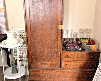 Antique tiger oak chiffarobe