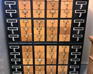 Large vintage library card cabinet