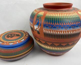#8 • Shawn Williams & Geraldine Bennett Etched Navajo Pots
