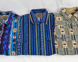 #24 • 3 Western-Style Button-Down, Long-Sleeve Shirts, Mens Size Large
