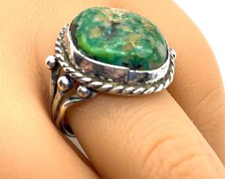 #27 • Sterling Silver Cyan Stone Ring - Size 8 1/4
