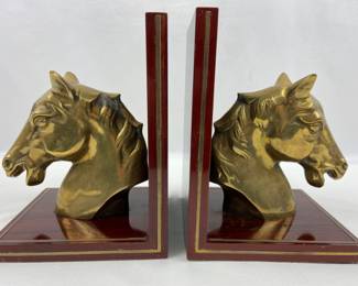 #31 • Brass and Wood Horse Head Book Ends
