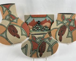 #35 • Four Gorgeous Southwest Sand Art Pieces, One Signed PAW
