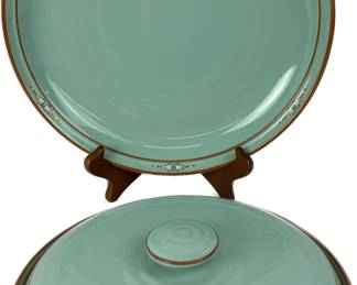 #44 • Vintage Noritake Boulder Ridge #8674 Stoneware Platter & Covered Tortilla Warmer
