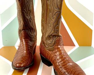 #51 • Nocona Lizard Two-Tone Mens Cowboy Boots - Size 9.5 Chestnut/Terracotta
