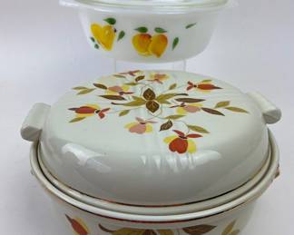 #56 • Fire-King 1.5Q Gay Fad and Halls Superior Autumn Leaf Lidded Casseroles
