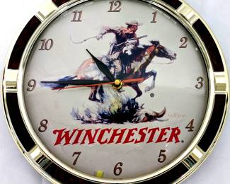 #63 • Winchester Arms 12" Wall Clock with Horse Logo
