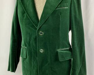 #72 • Vintage Cortefiel Emerald Velvet Sport Coat Sz 39 - Made in Spain

