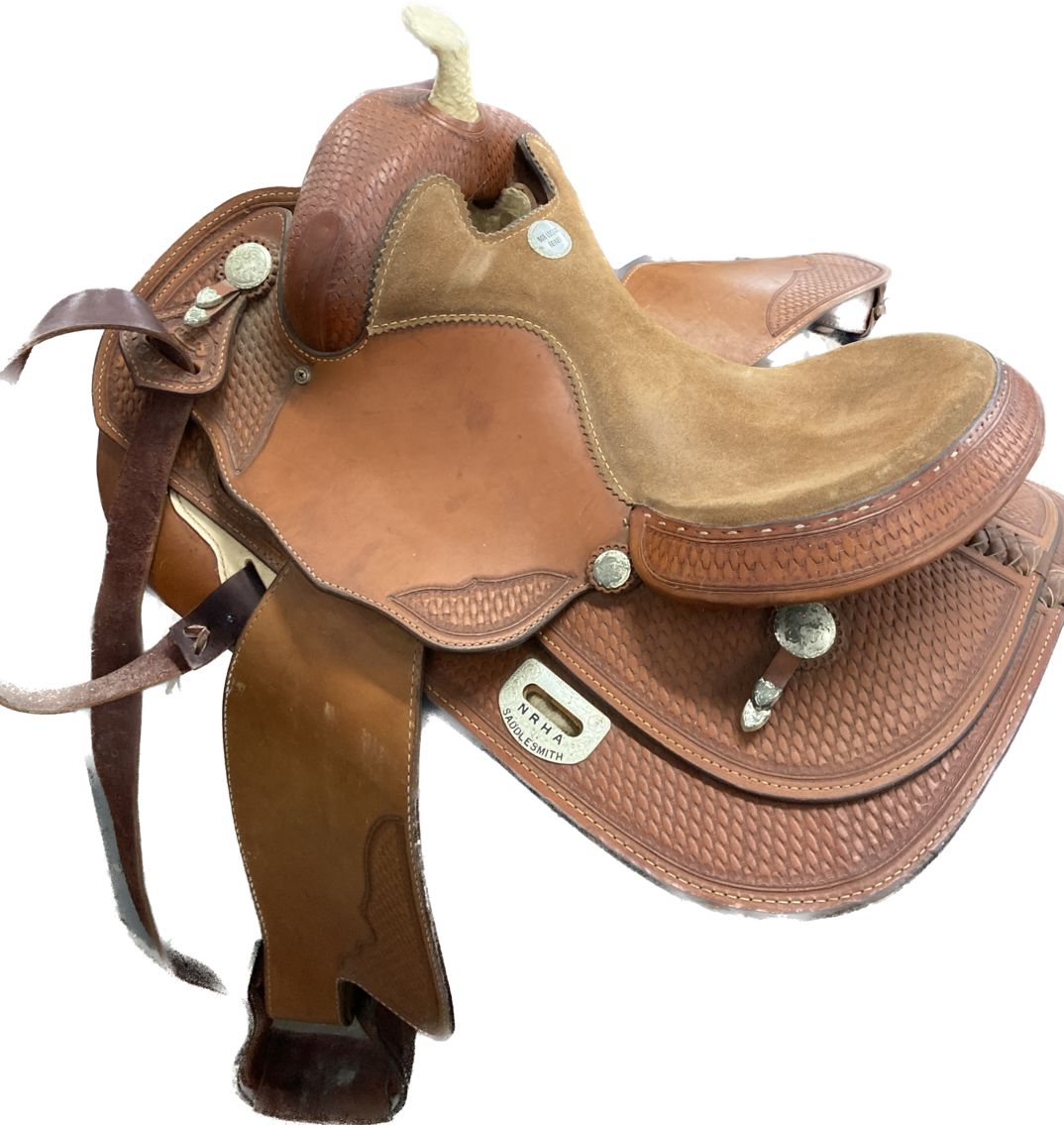 #75 • Ready to Ride Bob Loomis Reiner Reining Saddle - 16" with Pad, Accessories