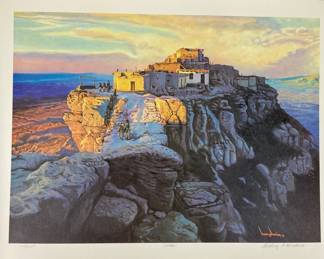 #78 • Anthony Honahnie Signed L.E. Watercolor Print - First Mesa Hopi Village Walpi, Unframed
