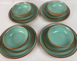 #85 • Vintage Noritake Boulder Ridge Dishware - 4 Place Settings- Plate, Salad Plate, Bowl
